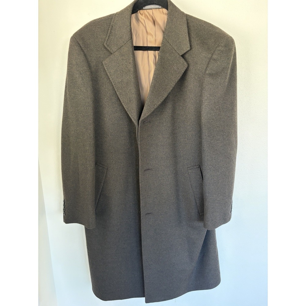 Greenwoods Elite Cashmere Blend Men's Overcoat 40R Brown Lined Button‎ Front